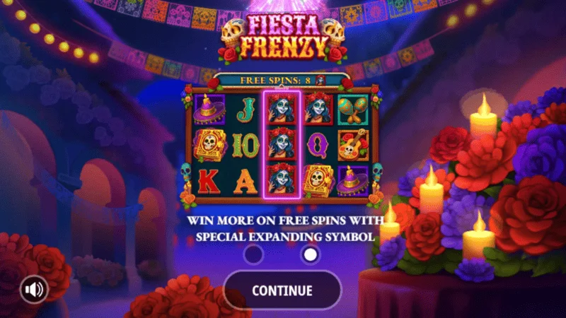 Fiesta Frenzy – päävalikko ja panosasetukset